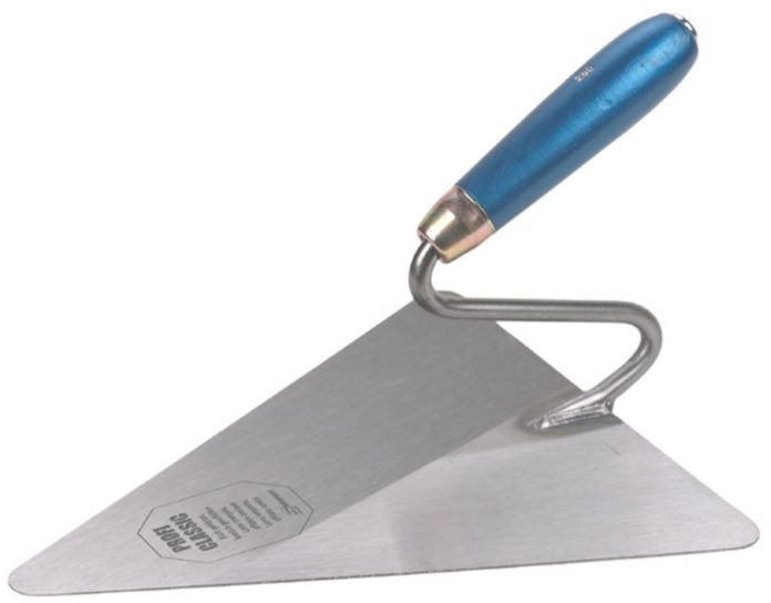 Berliner Kelle, Blatt gehärtet L= 260mm, mit blauem Holzheft - Bauwerkzeuge