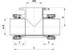 T-Stück mit Flansch-Abgang PN 16 7280 d 160mm / DN 80 - Hawle System 2000