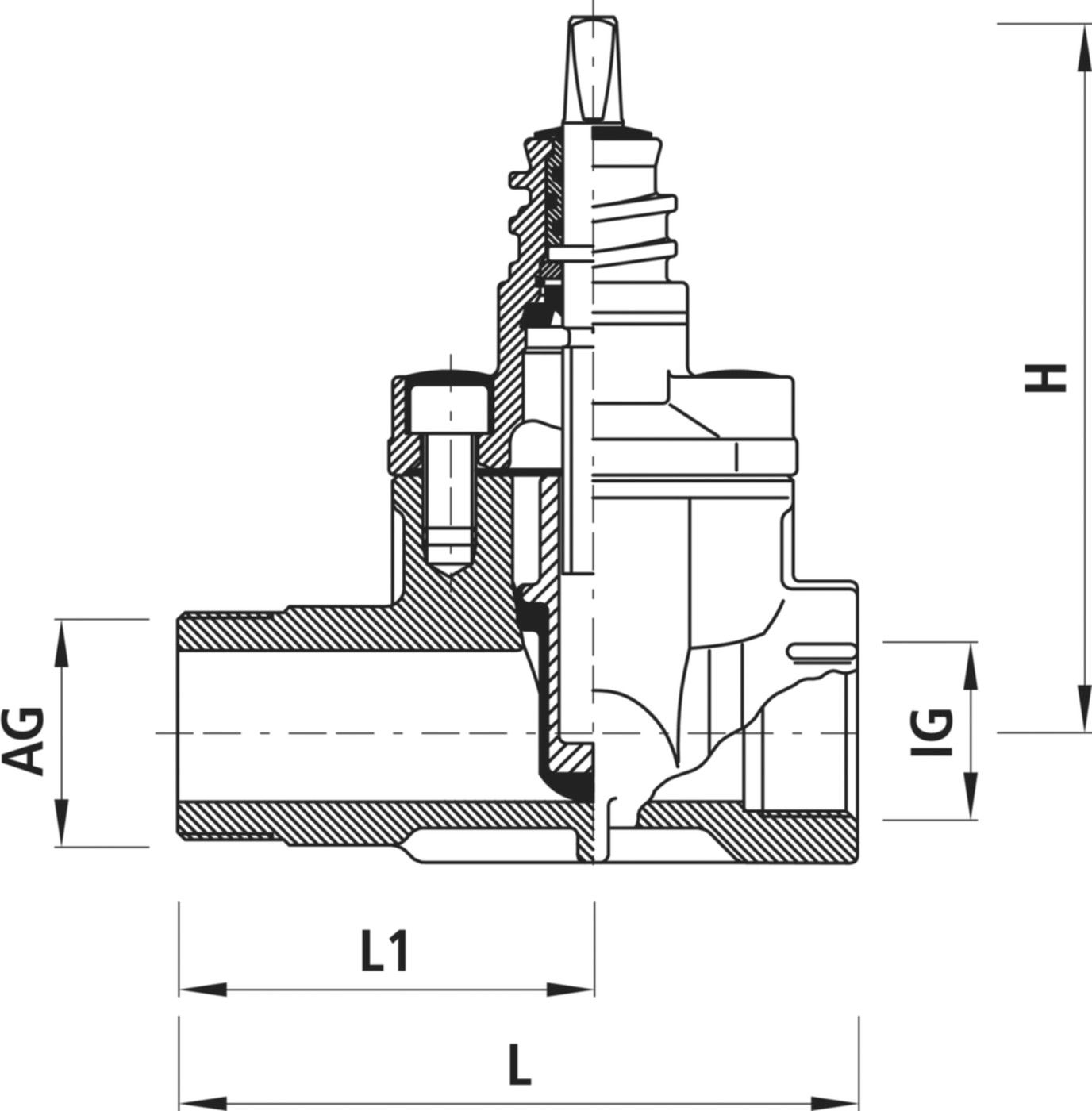 Hausanschluss-Schieber mit IG/AG 2520 1 1/4" - 2" - Hawle Hausanschluss- und Anbohrarmaturen