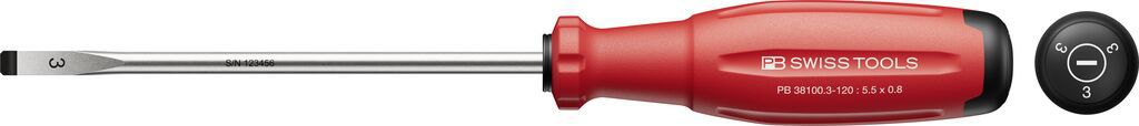 PB Schraubenzieher, SwissGrip Evo, Schlitz PB 38100,  Gr. 3, L=120mm - Schraubenzieher
