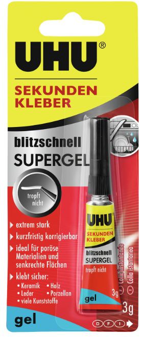 UHU Sekundenkleber, SUPER POWER 3g, universal, Gel - Kleben