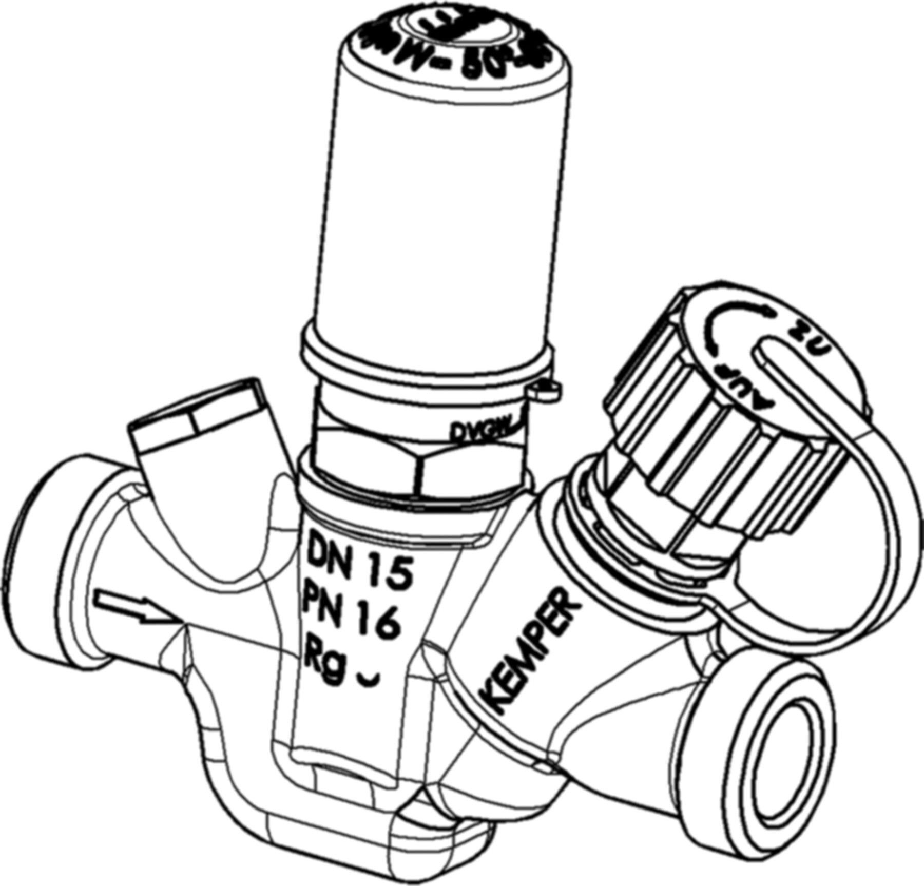 Multi Therm Zirkulations-Regulierventil mit AG DN 15 3/4" 141 0G - Kemper Armaturen
