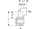 Übergangsbogen 90° m/IG 25mm- 3/4" 620.532.00.1 - Geberit FlowFit-Rohre/Formstücke