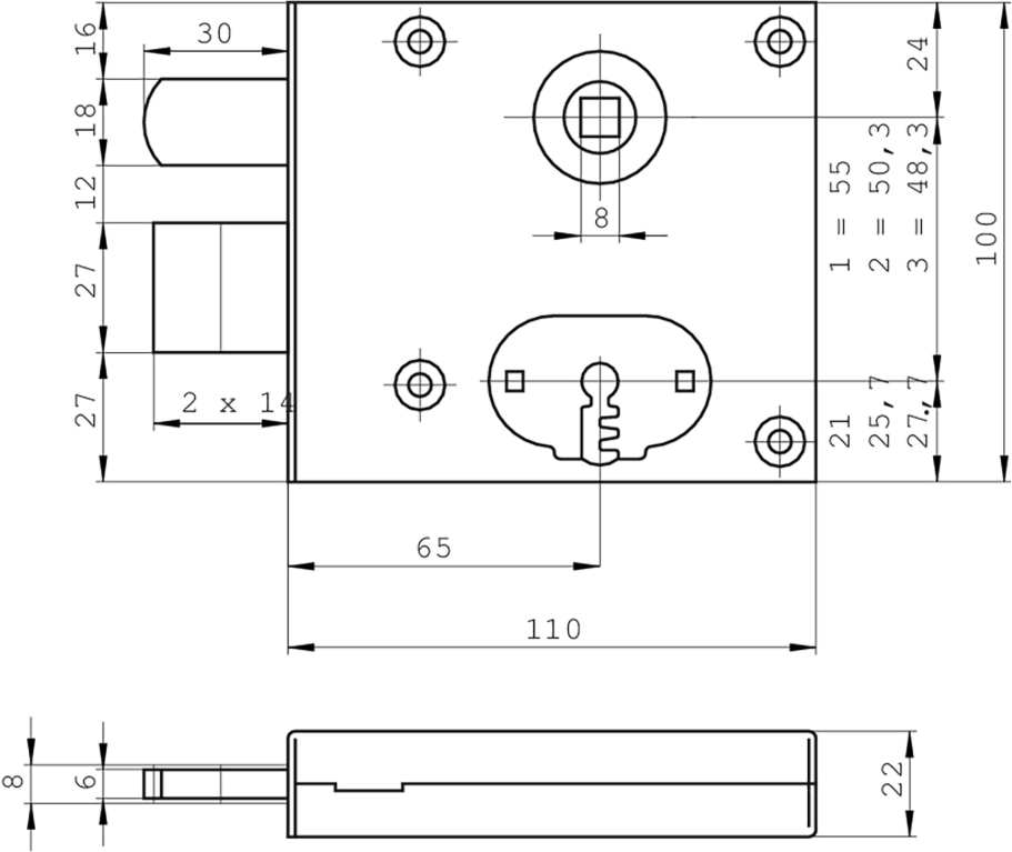 SCHÄNIS Gartentürschloss 2003G BB 65, links/rechts, verzinkt - Türschlösser und Zubehör