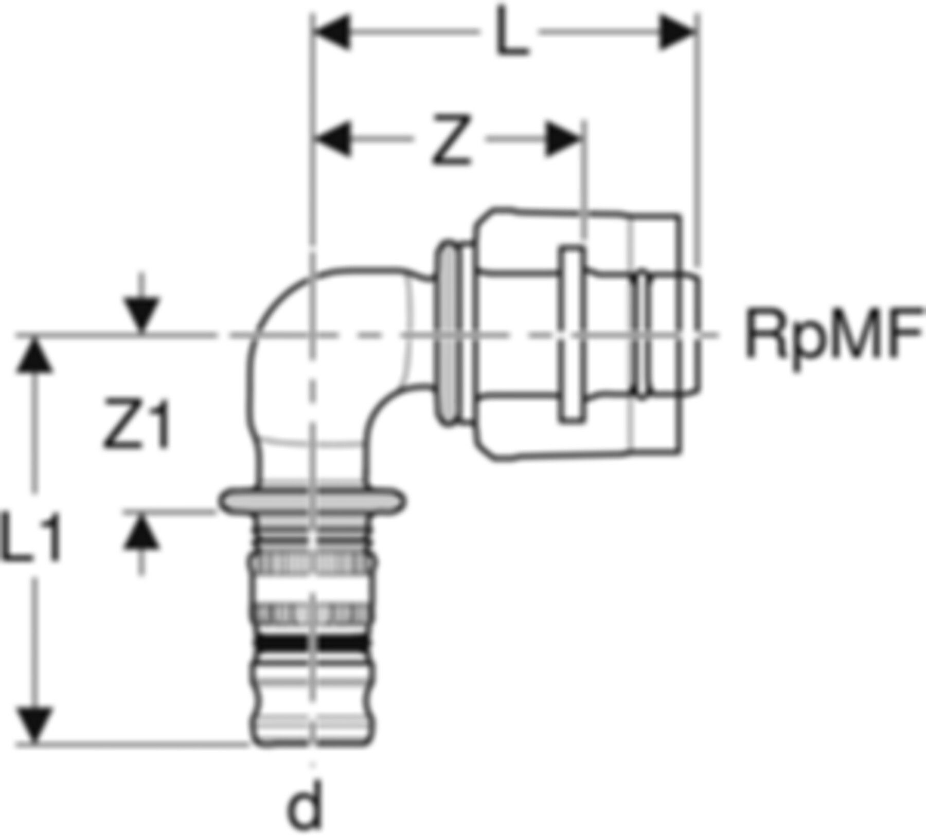 Übergangswinkel 90° 1/2"-20mm 622.452.00.5 mit MasterFix - Geberit-Mepla-Formstücke