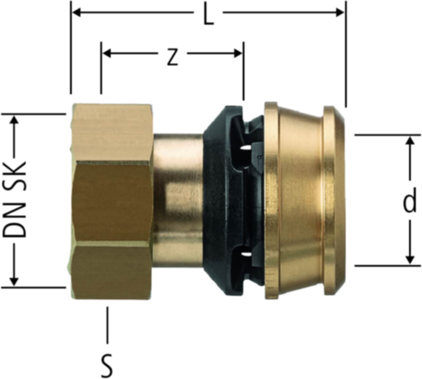 Schnellkupplung m/Überwurfm. DN20 x 25mm auf Flowpress, zu Optiflex-Verteiler 84253.23 - Nussbaum Optiflex-Flowpress Formstücke