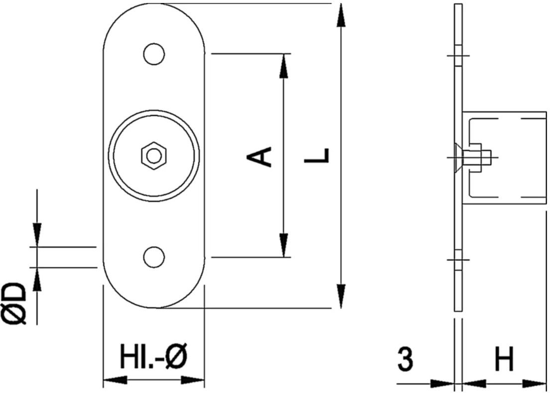 Handlaufsteckrohr mit doppels ru Wandpl 42.4 mm geschliffen 126837 - INOXTECH-Handlauf-/Geländer-System