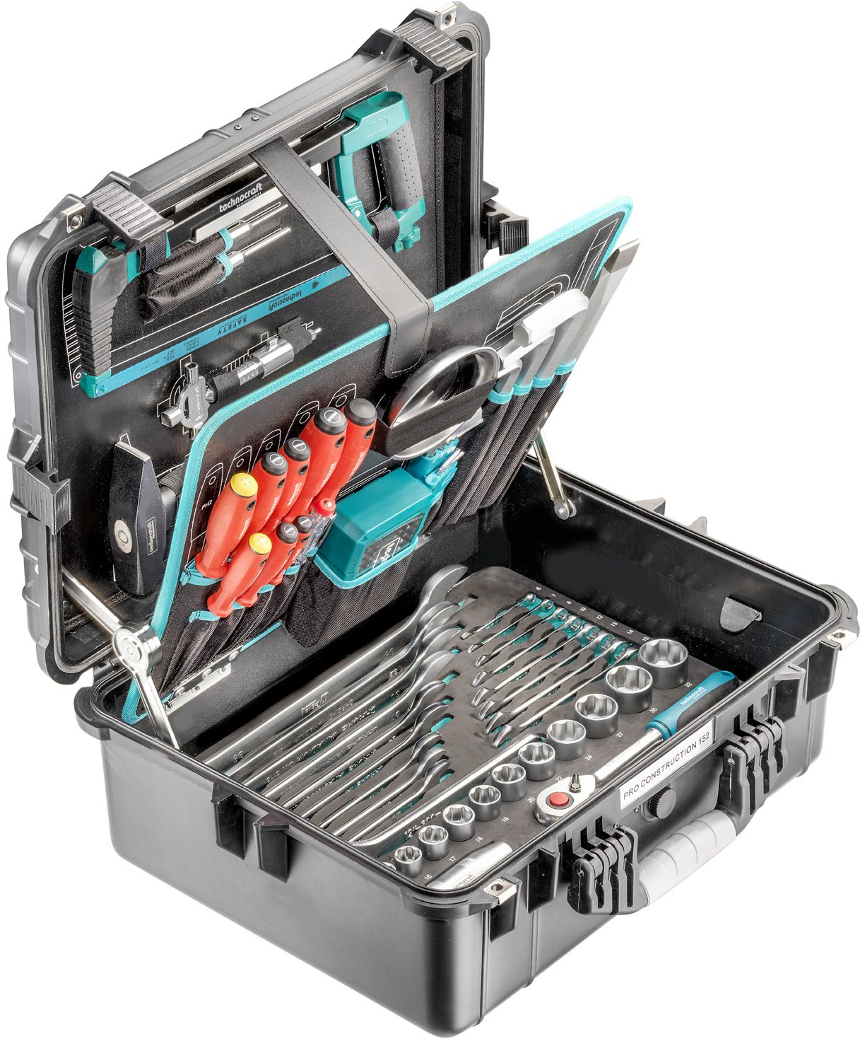 TECHNOCRAFT PP-Werkzeugkoffer wasserfest "PRO CONSTRUCTION 152" - Werkzeugkoffer,Sortimentskoffer,Behälter
