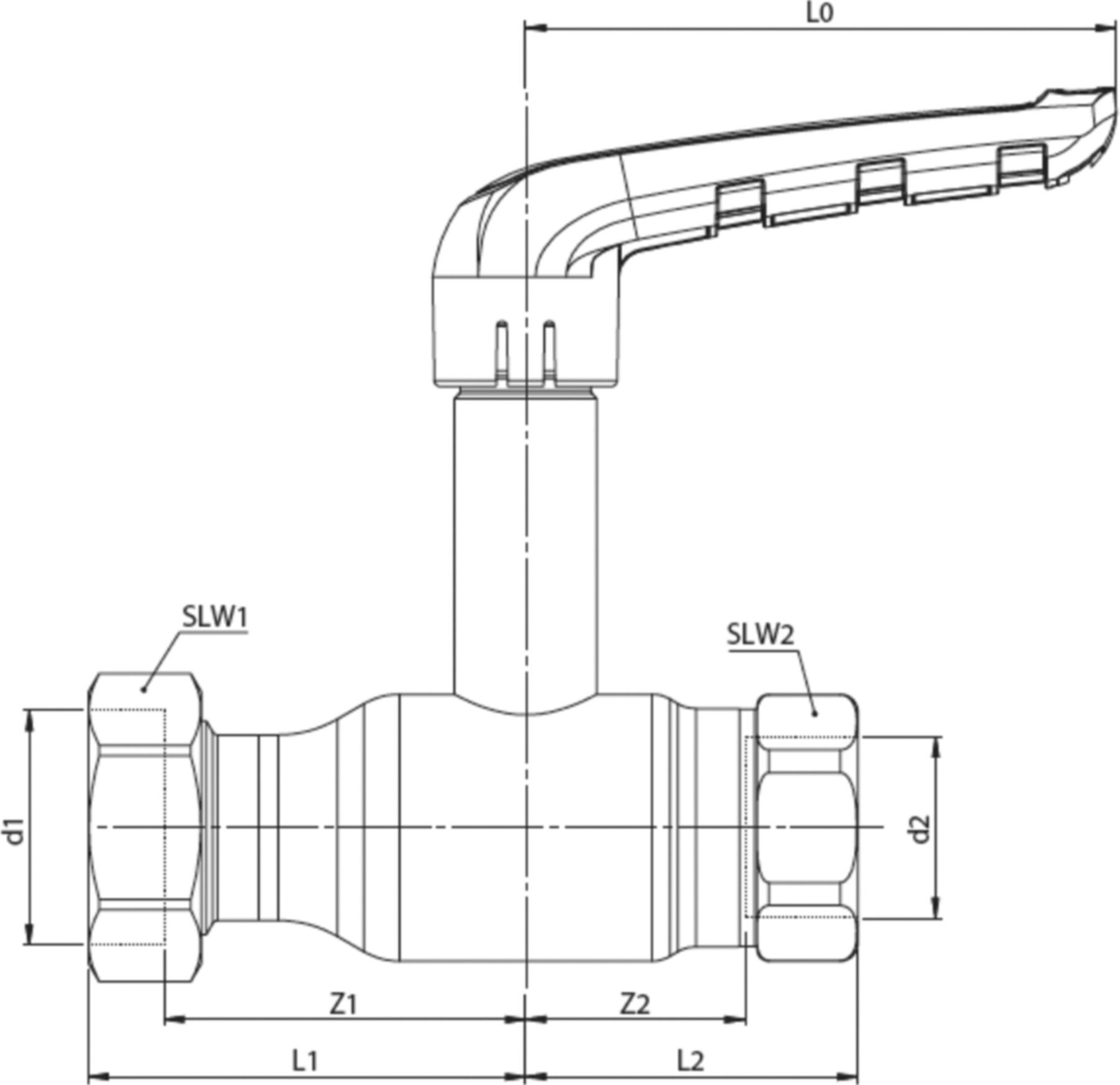 Kugelhahnen lange Spindel Fullflow BF122011 DN 25 53094 - Ballofix/Broen-Armaturen