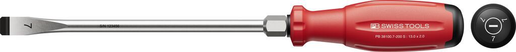 PB Schraubenzieher, SwissGrip Evo, Schlitz , m. 6 PB 38100,  Gr. 7, L=200mm - Schraubenzieher