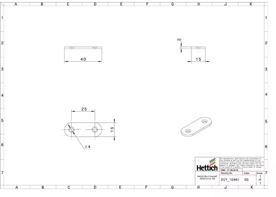Hettich Verbindungsblech schwarz, 40 x 15mm - Diverse Möbelbeschläge und Zubehör