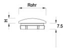 Rohrkappe halbrund für Rohr DN 42.4 mm abgeflacht, Widerhak. 126584 - INOXTECH-Handlauf-/Geländer-System
