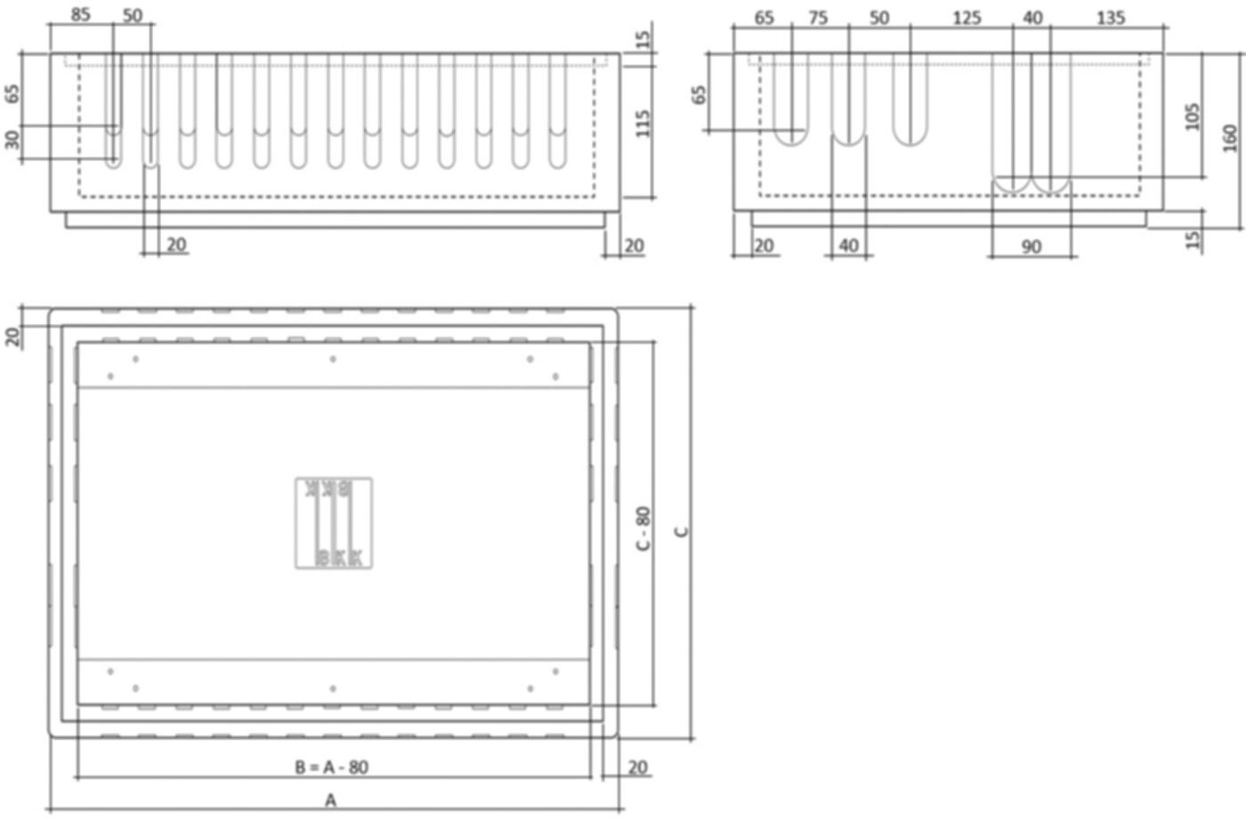 Universal Sockelkasten EPS 1170 1170 x 1090 x 490 x 160 mm - BKK Verteilerkasten