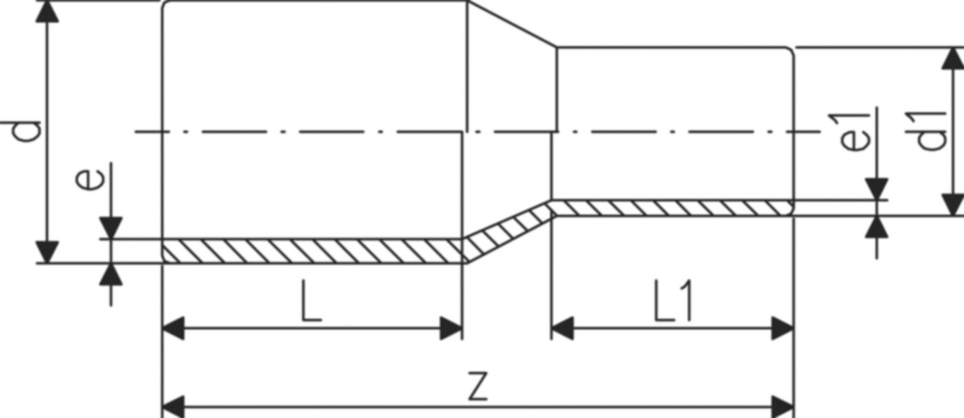 Reduktion PE100 S8 PN 10 d 180/110mm 753 900 874 - PE100 Stutzenformstücke langschenklig