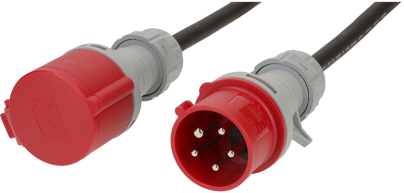 Verl.Kabel CEE, 400V/16A 5m, H07RN-F5G2,5 schwarz - Elektrozubehör
