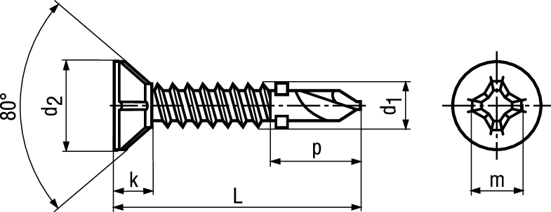 Senk-Bohrschr Ripp/Flügel Phil vzb BN1005 4,2x25 - Bossard Schrauben