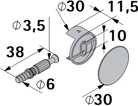 Hettich Verbindungsbeschlag Rastex 25 Stahl, verzinkt, 24.5mm, mit Abd., à 8 Stk - Diverse Möbelbeschläge und Zubehör