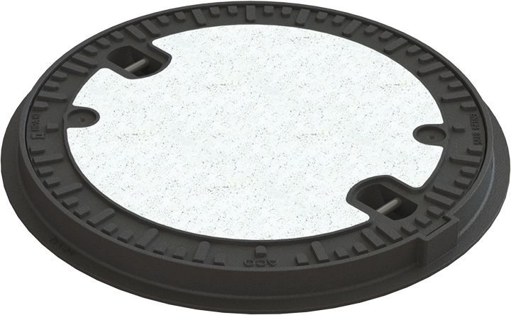 BEGU-Deckel mit Beschriftungsmöglichkeit B125 NW 600, auf Zementrohr, mit Verriegelung - Bauguss ACO  Klasse A-F