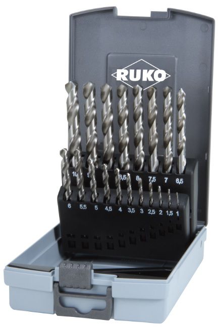 Ruko Spiralbohrer-Satz, 19-tlg. Ø1.0-10.0 x 0.5mm, HSS-G, ABS-Box - Bohren