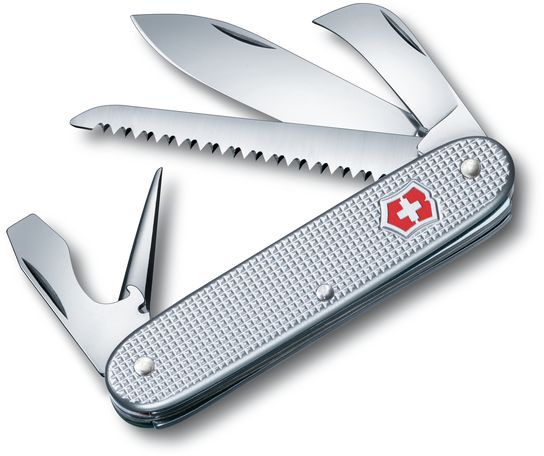VICTORINOX Taschenmesser Pionier, Alox silber, 0.8150.26 - Heften, Schneiden