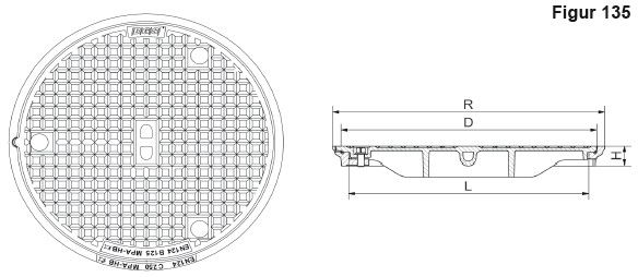 Fig.135-60 Guss B125, verschraubt in Zementrohr,Handgriff,geruchs-wasserd. - Schachtabdeckungen BGS