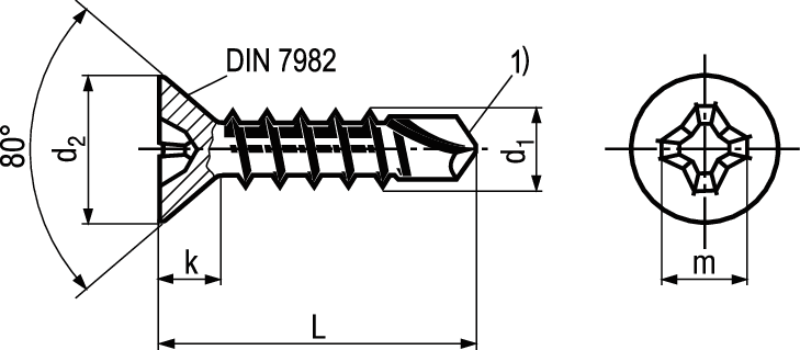 Senk-Bohrschr ecosyn®drill Phil vzb BN1879 DIN7504P 5,5x32 - Bossard Schrauben