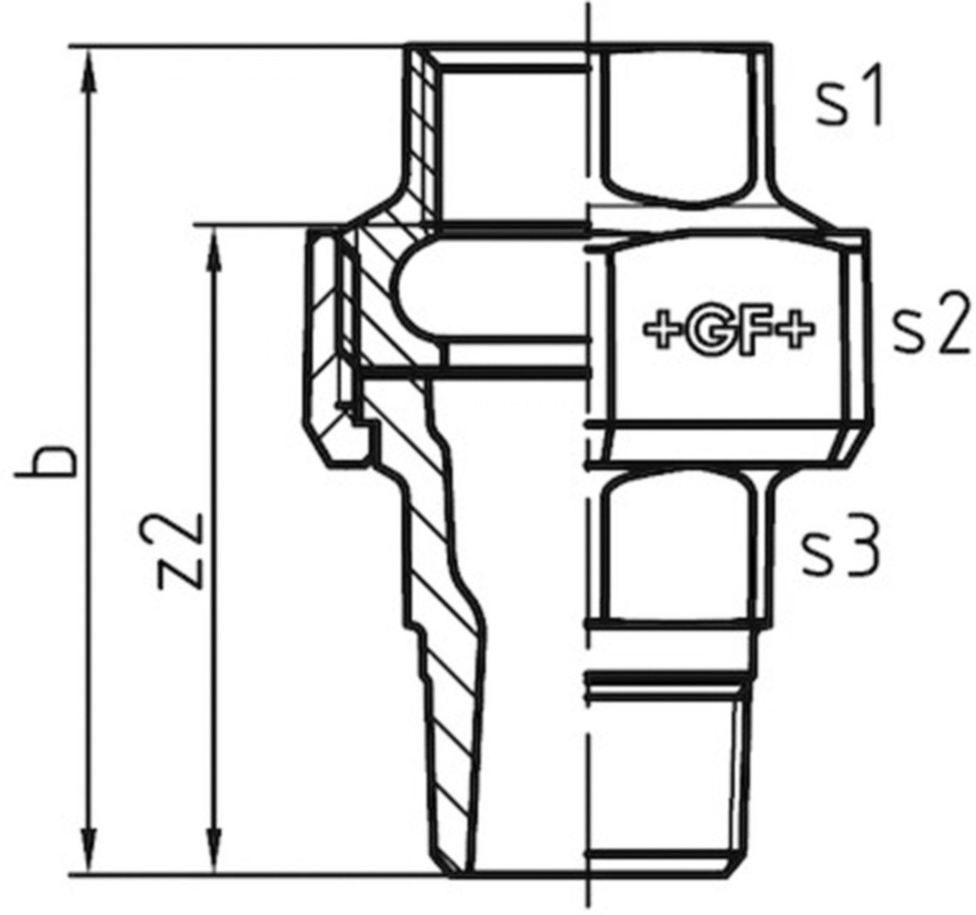 Verschraubung 331 V 3/8" flachd. 770 331 203 - GF verz. Tempergussfittings