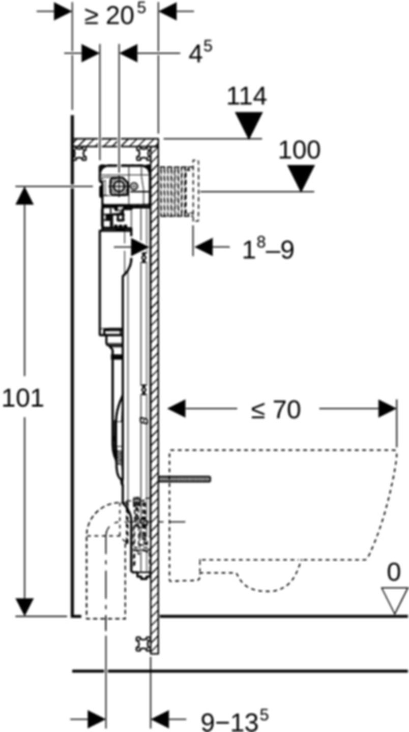 Wand-WC-Element Omega 461.261.00.2 Typ 114 Betätigung von vorne - Geberit-GIS