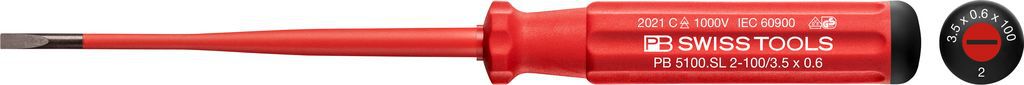 Schraubenzieher Schlitz Slim VDE PB 5100 SL 2-100/ 3.5,  L= 190mm - Schraubenzieher
