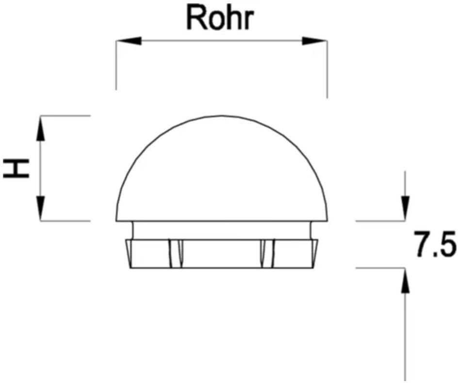 Rohrkappe rund 33.7 mm geschliffen 126587 - INOXTECH-Handlauf-/Geländer-System