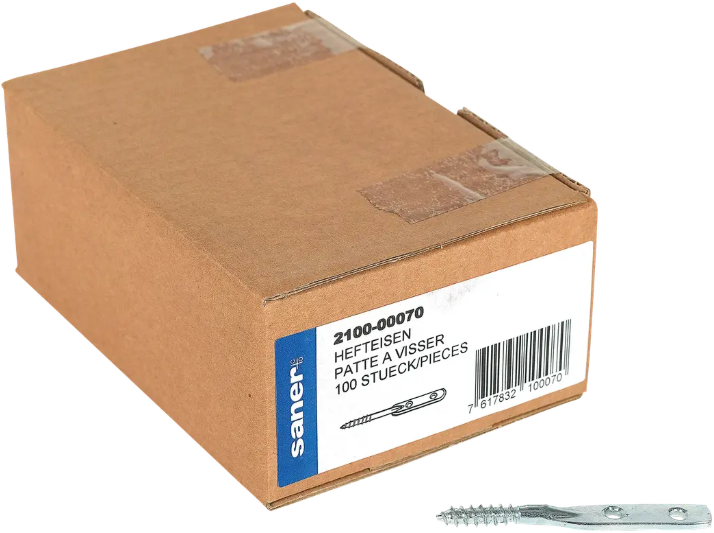 SANER Hefteisen, mit 2 Loch ø5mm 70x10x2mm, verzinkt - Holzverbinder