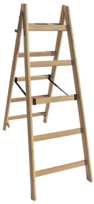 HB Holz-Bockleiter Typ 470, 2x16 Sprossen, L=4.49m - Garten