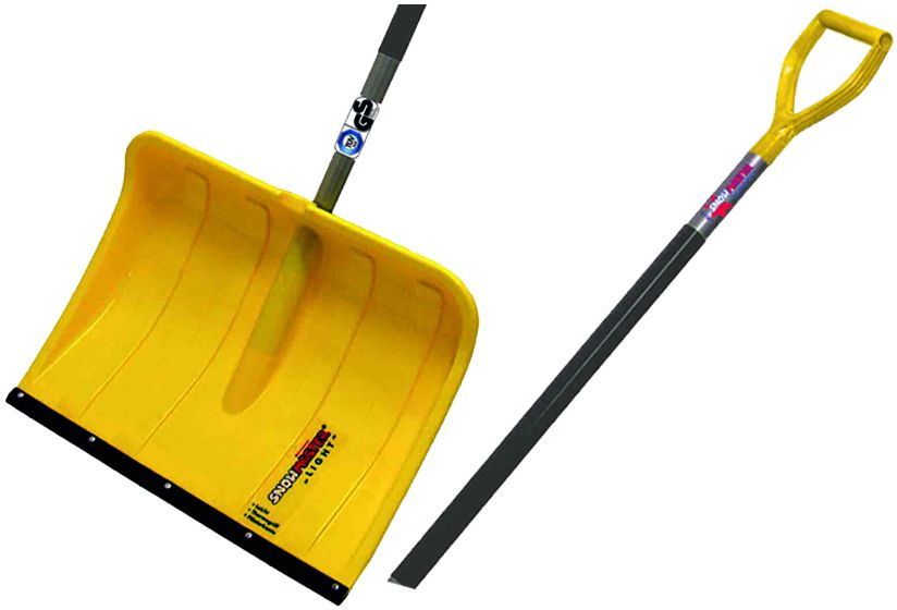 Schneeschieber Kunststoff, Gelb B= 500mm, L= 140cm, mit Stiel - Bauwerkzeuge