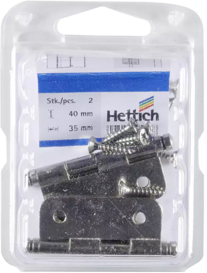 Hettich Zierscharnier vernickelt, 40 x 35mm, à 2 Stk - Diverse Möbelbeschläge und Zubehör