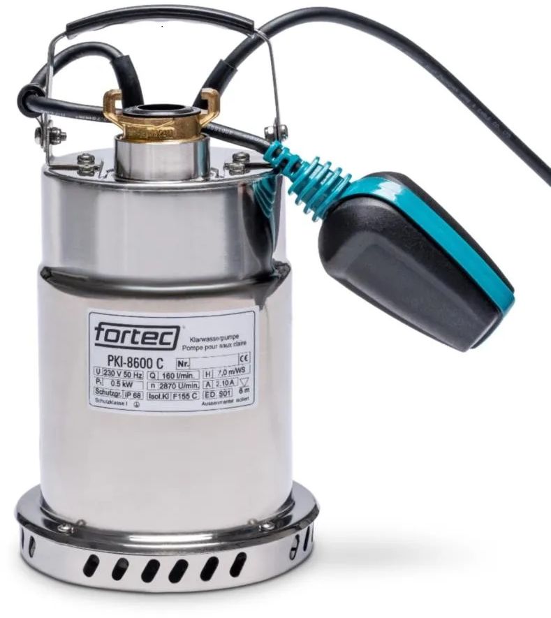 FORTEC Klarwasserpumpe, INOX PKI-8600C, 9'600l/h, 7m, 0.5kW - Wasser