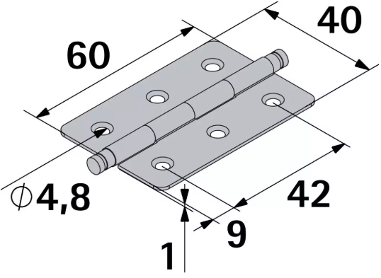 Hettich Zierscharnier vermessingt, 60 x 40mm, à 2 Stk - Diverse Möbelbeschläge und Zubehör