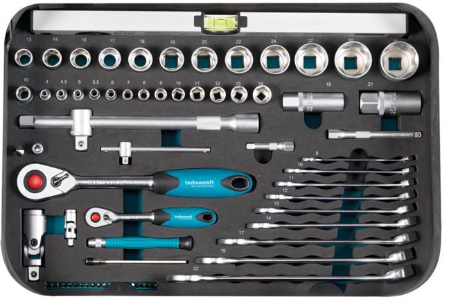 TECHNOCRAFT ABS-Werkzeugkoffer "PRO CHROME 152" 152-tlg., Antrieb 1/4" + 1/2" - Werkzeugkoffer,Sortimentskoffer,Behälter