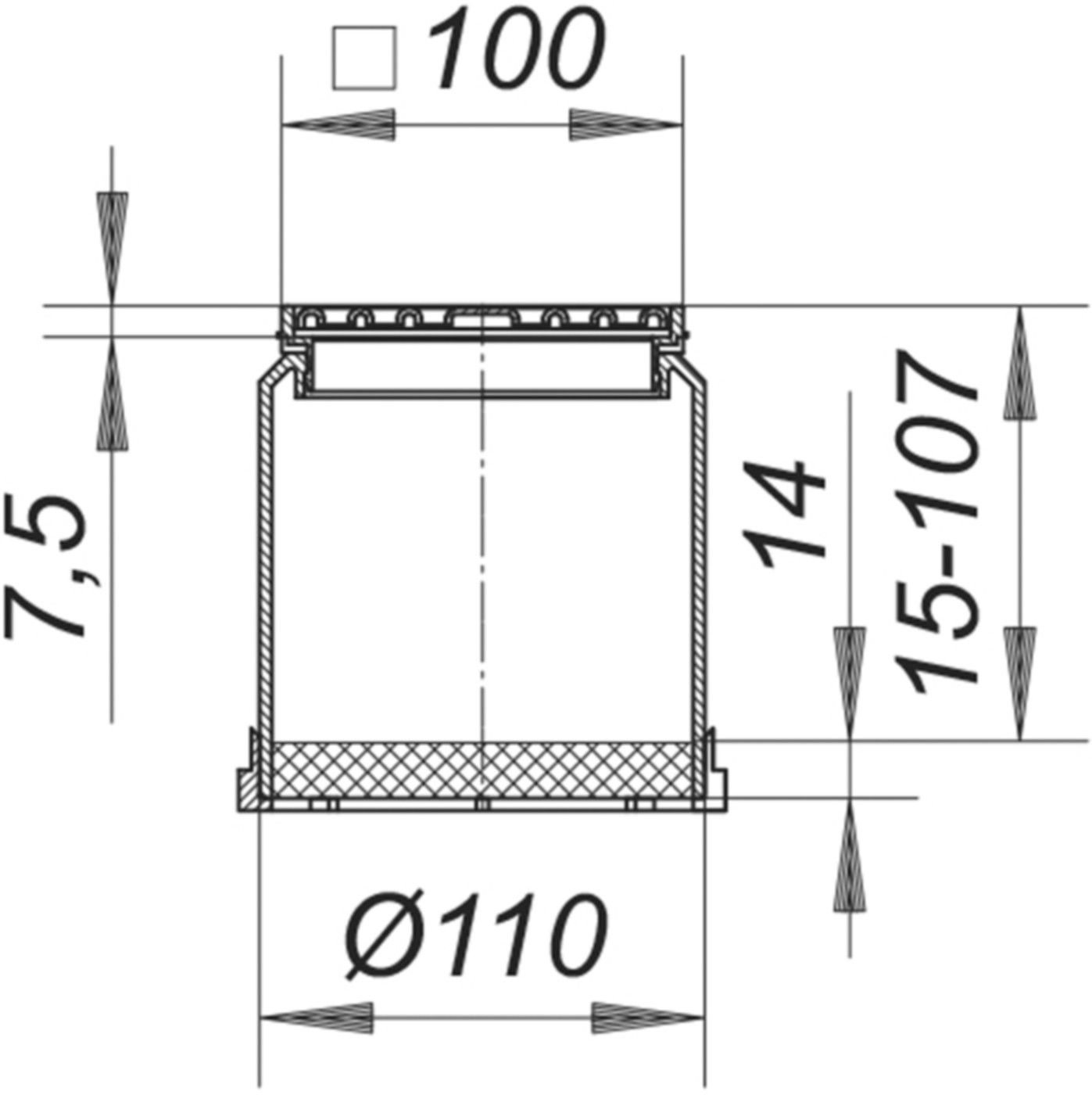 Terassenaufsatz E10 100 x 100mm 3-510006 zu Balkonablauf SwissUnico und Aufstockelement - SCHACO Entwässerungstechnik