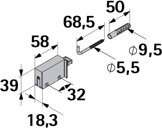 Hettich Schrankaufhängung Beschlag Kunststoff weiss, Traglast 70kg/Paar, à 2 Stk - Diverse Möbelbeschläge und Zubehör