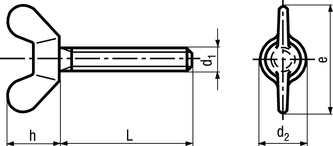 Flügelschrauben Messing vernickelt BN549 DIN316 M5x20 - Bossard Schrauben