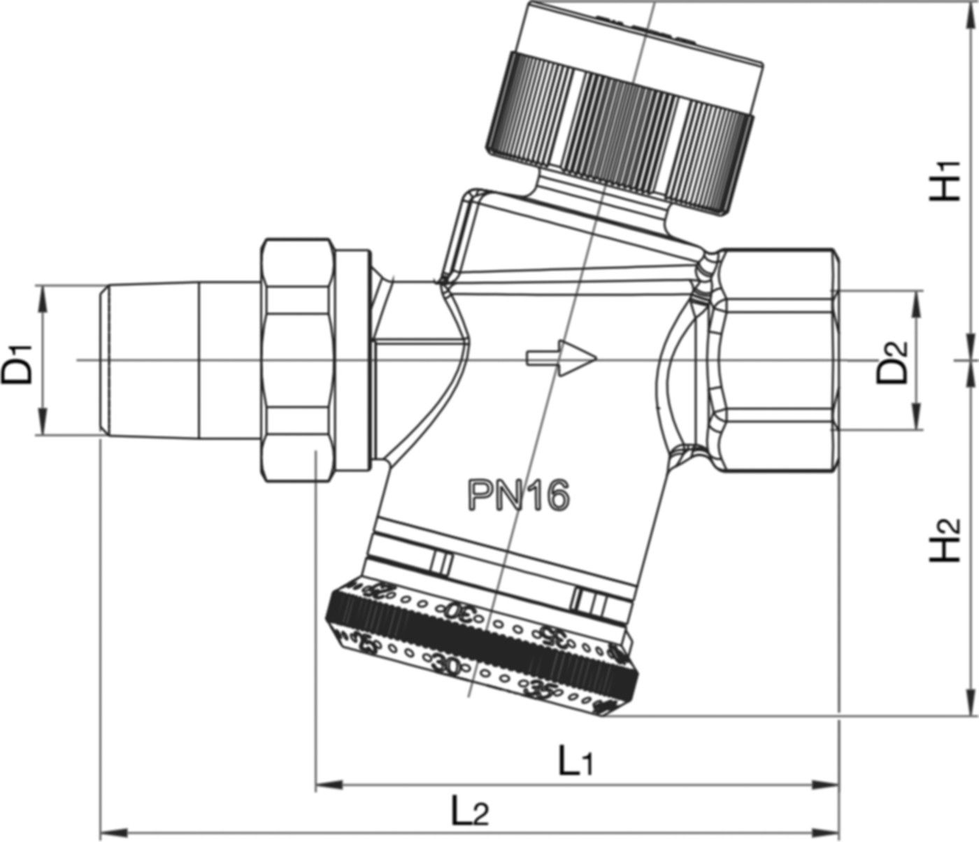 Regulierventil Cocon QTZ o/Messventil PN 16 1/2" 30- 210 l/h 114 55 04 - Oventrop Strangregulierventile