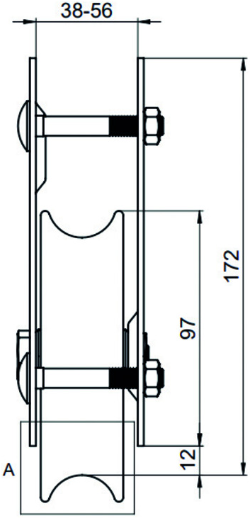 WEBI Schiebetorrolle, Holzdicke 38-56mm D=120mm, verzinkt, Tragkraft 500kg - Schiebetür- und Schiebetorbeschläge