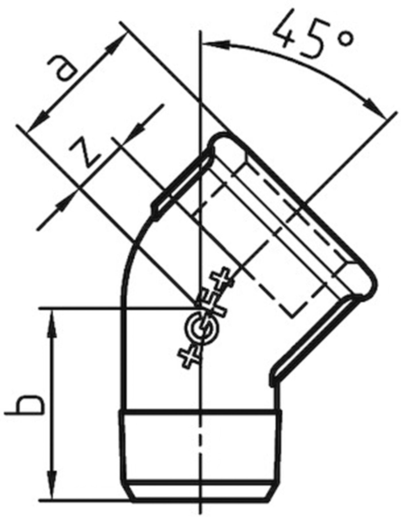 Winkel 45° 121 S 1" 770 121 106 - GF schw. Tempergussfittings