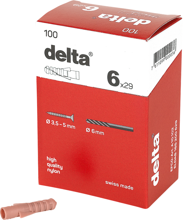DELTA Spiraldübel, Nylon Ø 6mm, L= 29mm, A 10.102 - Diverse Dübel
