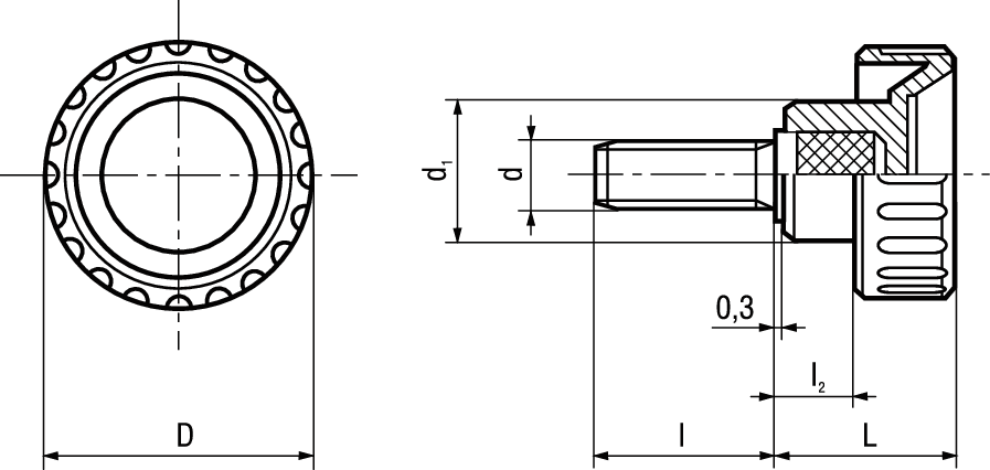 Rändelschrauben Elesa® BT.p BN14214 6591BT.20p-M6x40 - Bossard Schrauben