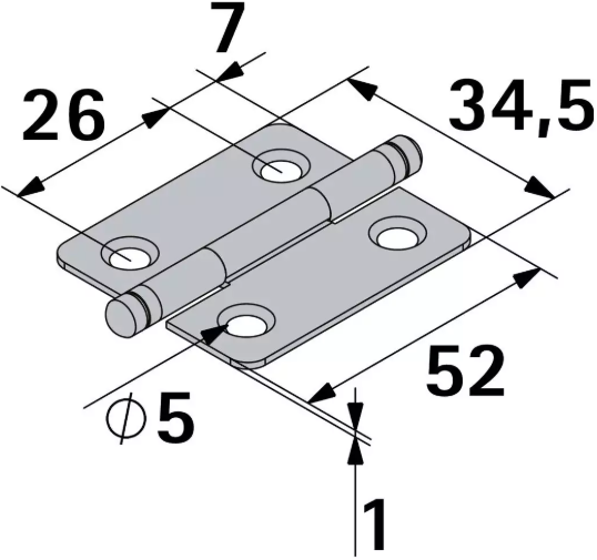 Hettich Zierscharnier vermessingt, 40 x 35mm, à 2 Stk - Diverse Möbelbeschläge und Zubehör
