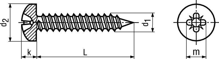 Linsen-Blechschr Pozi+Spitze A2 BN14063 DIN7981C 2,9x19 - Bossard Schrauben