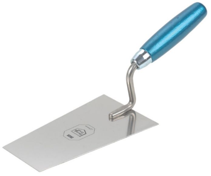 Berner Putzkelle, INOX L= 160mm, mit blauem Holzheft - Bauwerkzeuge
