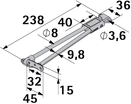 Hettich Bremsklappenhalter vernickelt 350mm - Diverse Möbelbeschläge und Zubehör
