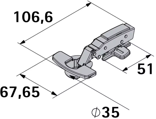 Hettich Topfscharnier Sensys Vorliegend, vernickelt, Bohrloch-Ø 35 mm, à 2 Stk - Diverse Möbelbeschläge und Zubehör